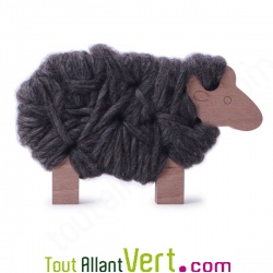 Woody le mouton en bois, jeu de tricot gris, 4 ans +