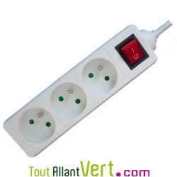 Multiprise 3 prises avec interrupteur lumineux 150cm