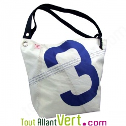 Sac d\'�paule ou besace zipp� en voile de bateau recycl�, 35x42cm