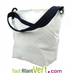 Sac d\'�paule ou besace zipp� en voile de bateau recycl�, 35x42cm