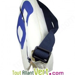 Grand sac besace en voile de bateau recycl� Bleu et blanc, 50 cm