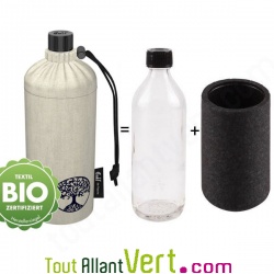Gourde �cologique en verre isotherme textile bio 0.75 litres