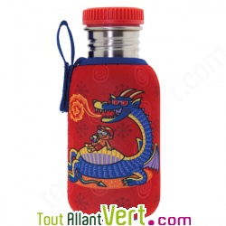 Gourde enfant inox 0,5L Housse rouge illustr�e Dragon sans bisph�nol A ni rev�tement