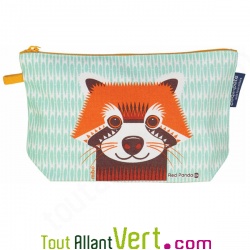 Grande trousse en coton bio Panda Rouge 22 x 13 cm