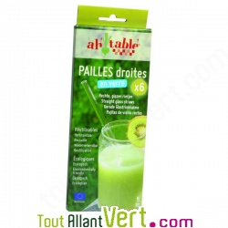 6 Pailles droites en Verre 20cm r�utilisables + 1 goupillon