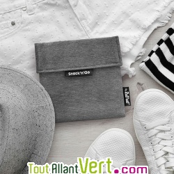 Pochette rutilisable noir pour goter et sandwich 18 cm