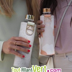 Gourde en verre et son fourreau en faux cuir, 750ml