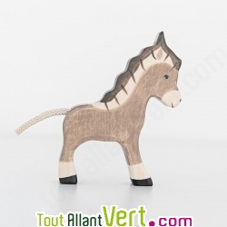 Petit Ane gris en bois debout 10,5 cm