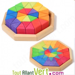 Puzzle cr�atif en bois multicolore octogone Grimms