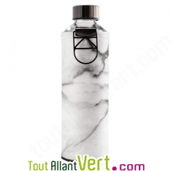 Gourde en verre et son fourreau en faux cuir Marbr� noir, 750ml