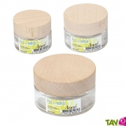 Pot en verre et bouchon bois, vide type crme, 30ml  100ml