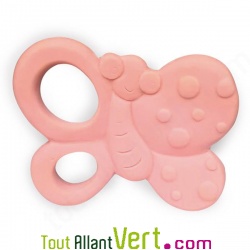 Anneau de dentition b�b� Papillon Rose caoutchouc naturel 8cm