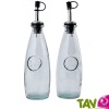 Lot de 2 Bouteilles huile et vinaigre avec bec verseur en verre recycl� 300ml