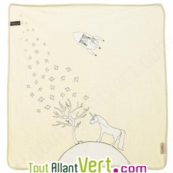 Couverture b�b� en coton bio 100x100 cm Licorne Jaune