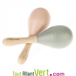 Paire maracas b�b� bois �cologique 11cm