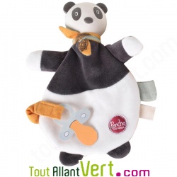 Doudou Pancha le Panda coton bio t�te caoutchouc naturel