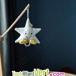 Boite  musique berceuse fil  tirer bb Peluche toile coton et laine bio