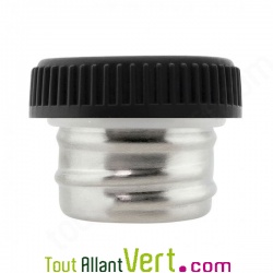 Bouchon inox noir pour gourde enfant large goulot, Laken