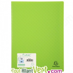 Prot�ge documents en polypro recycl� Vert, 50 pochettes, Forever