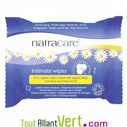 Lingettes intimes feminines en coton biologique, x12