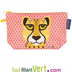 Grande trousse en coton bio Gu�pard 22 x 13 cm
