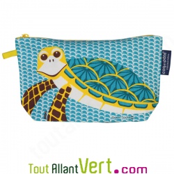 Grande trousse d\'cole en coton bio Tortue 22 x 13 cm
