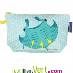 Grande trousse d\'�cole en coton bio Raie Manta 22 x 13 cm