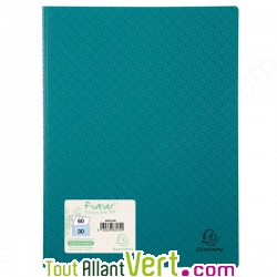 Prot�ge documents en polypro recycl� Turquoise, 30 pochettes, Forever