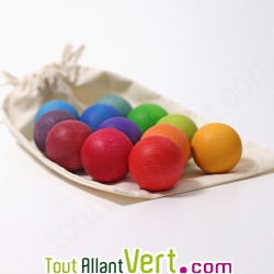 12 Balles en bois de couleurs Grimms