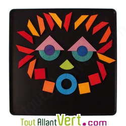 Puzzle cr�atif Magn�tique 64 pi�ces, Triangle, carr� et rond dans sa boite m�tal