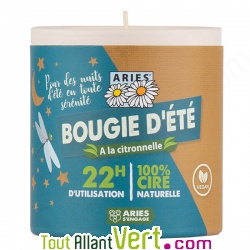 Bougie d\'�t� � la citronnelle, 22h d\'utilisation, cire naturelle, 100g