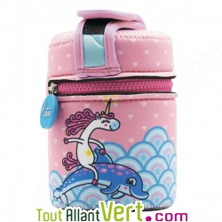 Lunch Box isotherme inox avec housse Rose Licorne, 0,5L