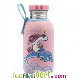 Gourde enfant inox 500ml Housse Licorne sans bisphnol A ni revtement