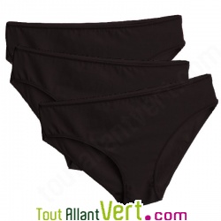 Culottes en Coton Bio Noire, lot de 3, Taille XL