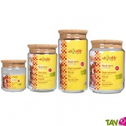 Bocal verre pour conservation alimentaire, couvercle en lige