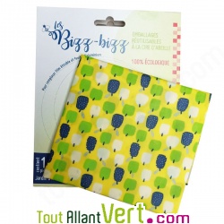Emballage alimentaire � la cire d\'abeille bio r�utilisable 50x60cm, Pommes