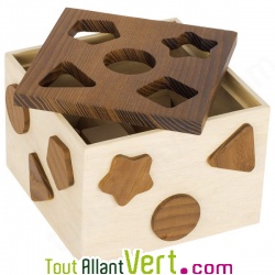 Boite � formes en bois naturel et ses 5 pi�ces, 16 cm