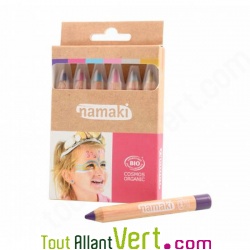 6 crayons de maquillage enfants bio, couleurs f��riques