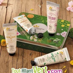 Coffret 4 cr�mes mains Bio Fleur de cerisier, Jasmin, Mandarine, Miel de Fleurance Nature