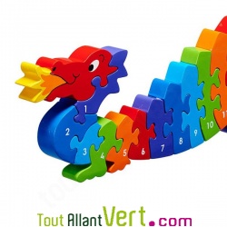 Puzzle en bois Dragon color� de 1 � 25