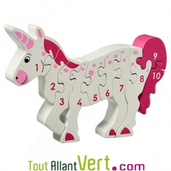 Puzzle en bois licorne avec nombres de 1 � 10