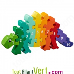 Puzzle en bois dinosaure avec nombres de 1 � 10