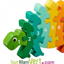 Puzzle en bois dinosaure avec nombres de 1 � 10