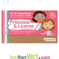 Kit de maquillage bio 3 couleurs, Princesse et Licorne pour enfants