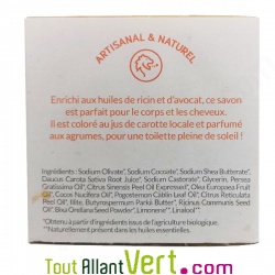 Savon cheveux et coprs Bio Mandarine verte et Carotte 100g