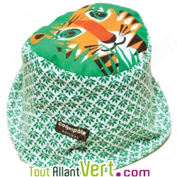 Chapeau Bob Tigre vert en coton biologique Taille S , 6-12 mois, 46-48cm