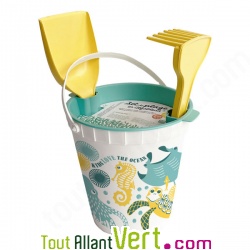 Set de plage �cologique Ocean blanc (pelle, rateau, seau, tamis), 2 ans+