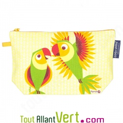 Trousse � crayons Perruches en coton biologique 22 x 13 cm