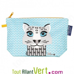 Trousse d\'�cole en coton biologique L�opards des neiges 22 x 13 cm
