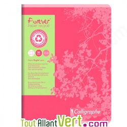 Cahier recycl� petits carreaux 17x22cm 96p Rose Forever
